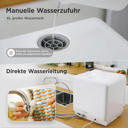 Manual water fill 6L tank with signal tone, direct water connection for kitchen appliance