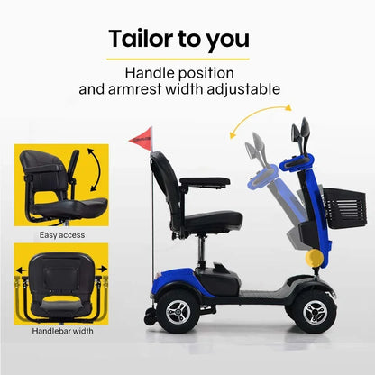 Mobility Scooter Electric 4 Wheel Blue