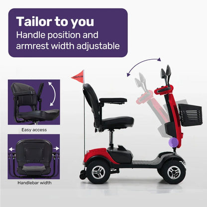 Mobility Scooter Electric 4 Wheel Red