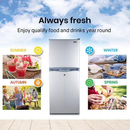 Silver GECKO fridge for fresh food and drinks year-round, perfect for all seasons
