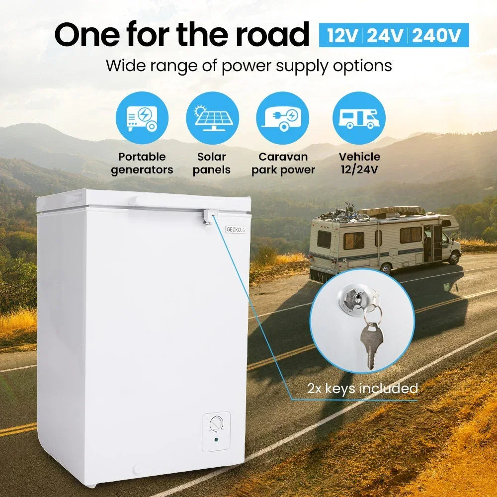 Gecko 100L Portable Chest Freezer - 12V/24V/240V White