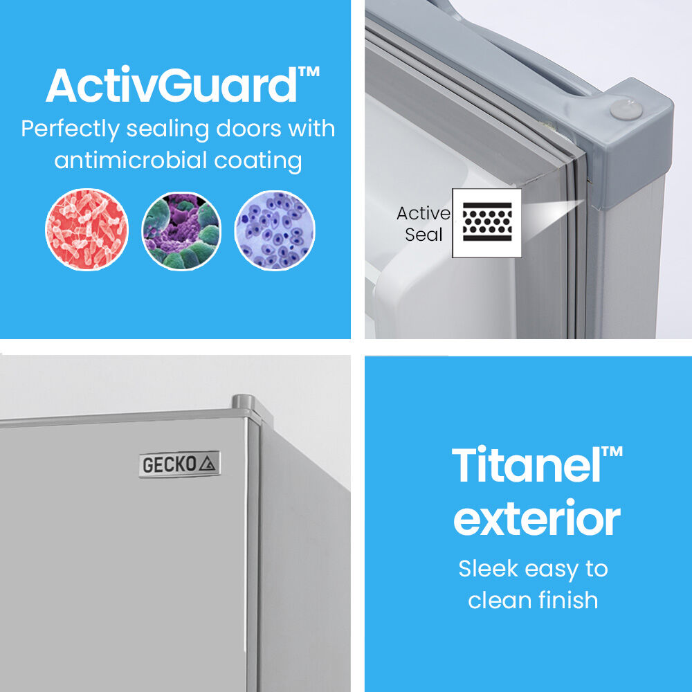 Gecko fridge with ActivGuard antimicrobial seal & Titanel easy-clean exterior finish