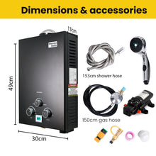 Thermomate Portable LPG Gas Hot Water System 8L/min Camping Shower 12V Pump Included Black