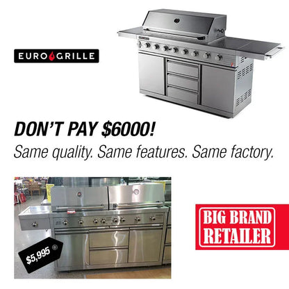 EuroGrille stainless BBQ grill comparison ad, Stacks Warehouse AU, shop smart at online bargain store