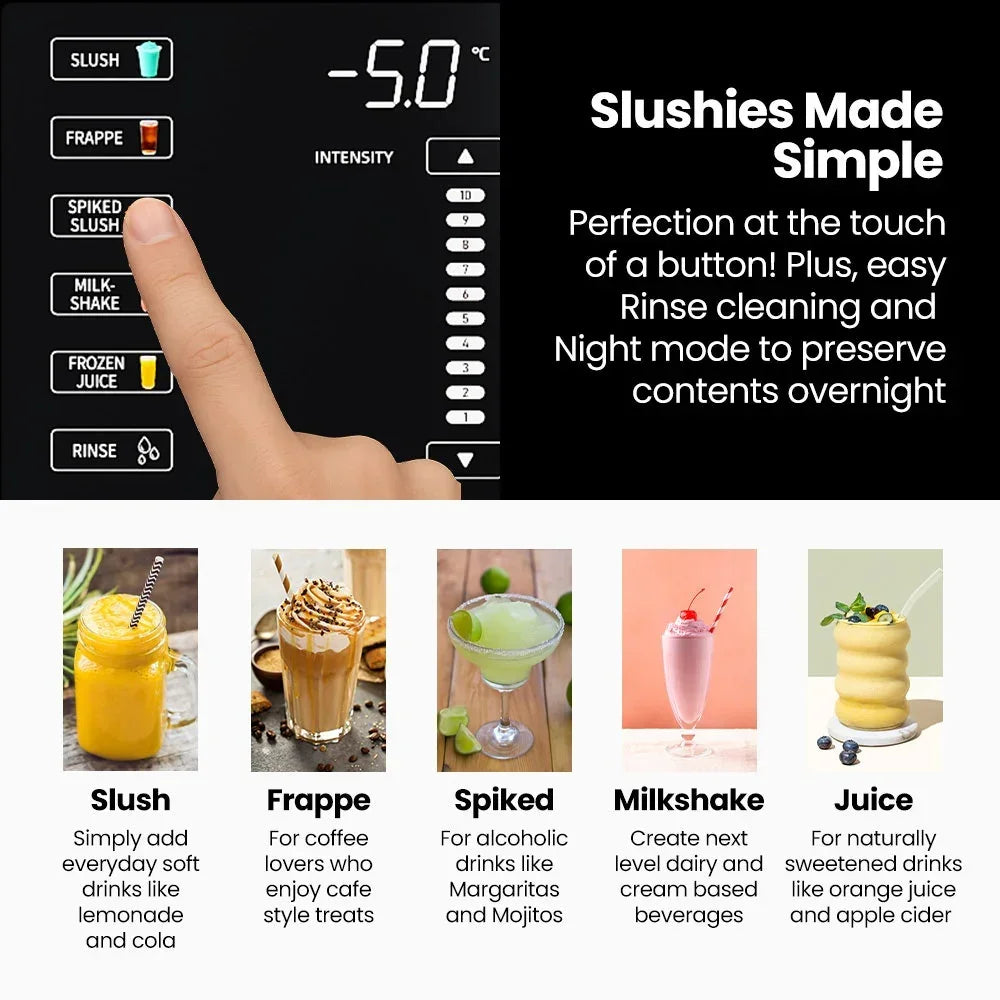 POLYCOOL 3L Slushie Frozen Drink Maker, Home Slush Machine, Fast Chilling, Easy Digital Controls - Stacks Warehouse