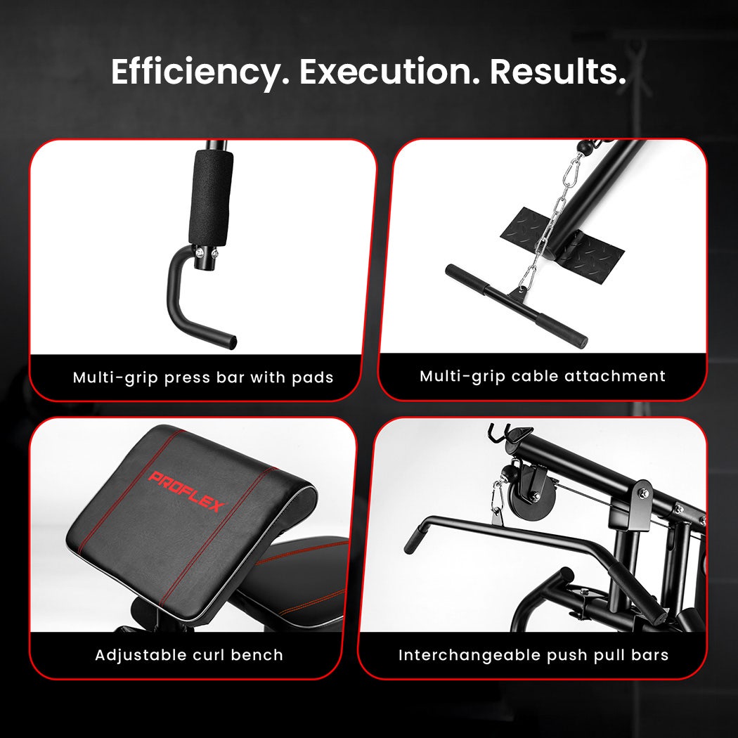 Multi-grip press bar, cable attachment, adjustable curl bench, push pull bars for home gym workouts