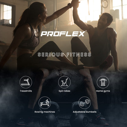PROFLEX serious fitness gear: treadmills, spin bikes, home gyms, rowing machines, adjustable dumbbells