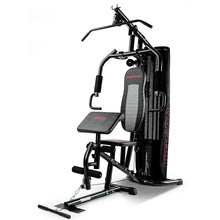 PROFLEX home gym machine with weight stack, pull-up bar, and adjustable bench for full-body workouts