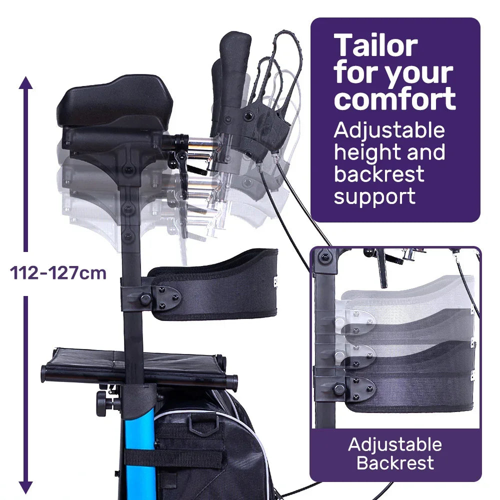 Rollator Walker Upright with Forearm Support & Seat Blue