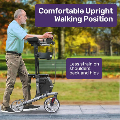 Rollator Walker Upright with Forearm Support & Seat Grey