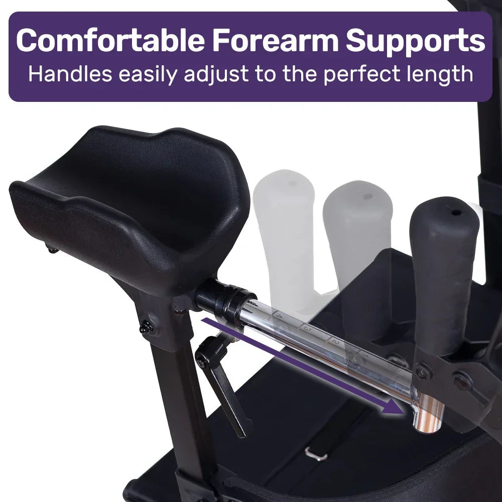 Rollator Walker Upright with Forearm Support & Seat Grey