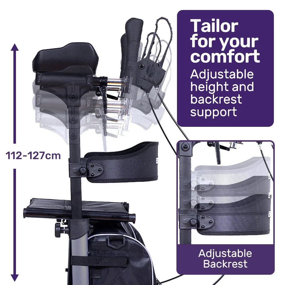 Rollator Walker Upright with Forearm Support & Seat Grey
