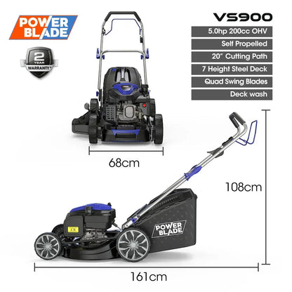 PowerBlade 20" Self-Propelled Petrol Lawn Mower 200cc