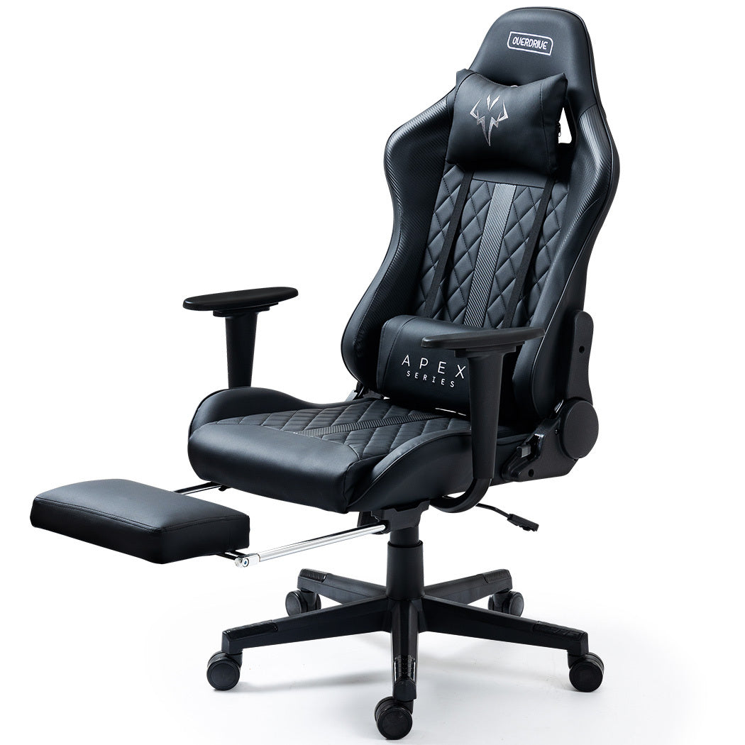 Overdrive Apex Series Gaming Chair with Footrest Black 180 Degree Recline