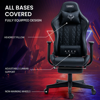 Overdrive Apex Series Gaming Chair with Footrest Black 180 Degree Recline
