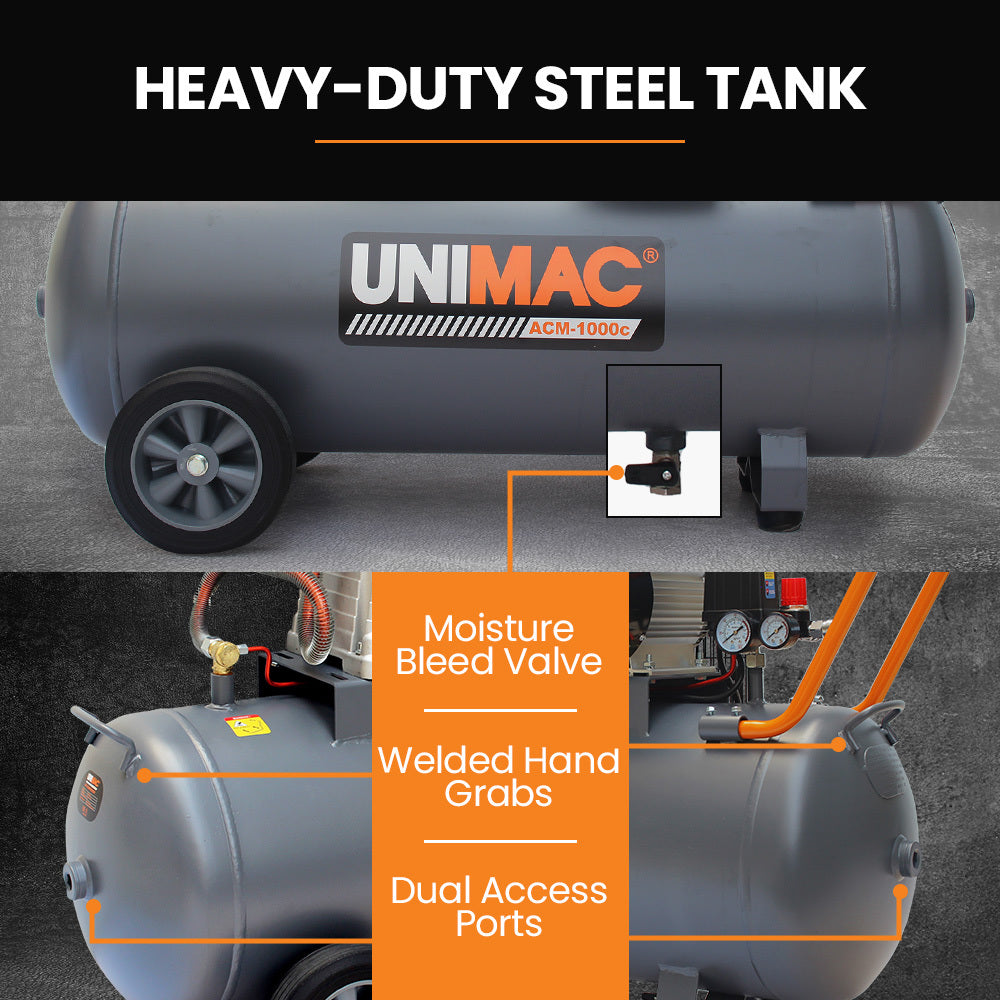 Unimac 100L Belt Drive Air Compressor - 2.6kW 116PSI - view 8