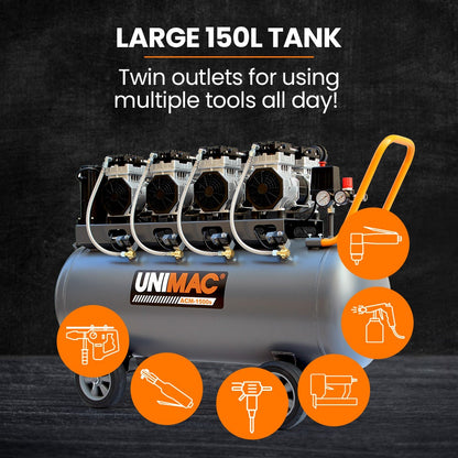 Unimac 150L Quiet Oil-Free Air Compressor - 4.5HP - view 8