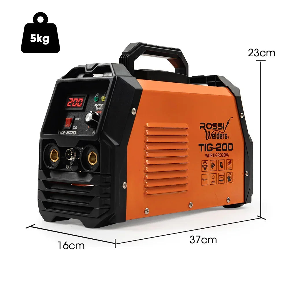 ROSSI NextGenTIG/MMA 200A Welder - TIG-200 HF Start with Argon Gas Regulator