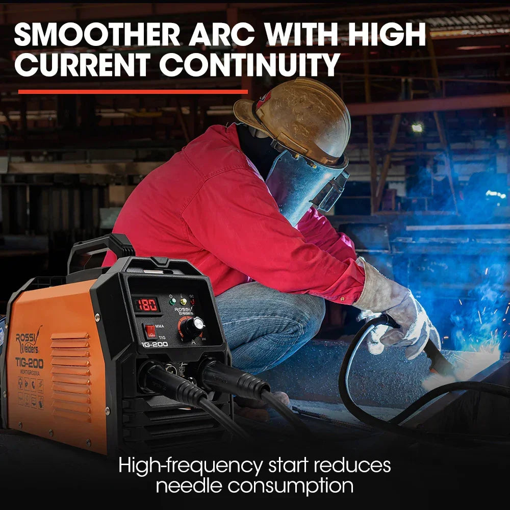 ROSSI NextGenTIG/MMA 200A Welder - TIG-200 HF Start with Argon Gas Regulator
