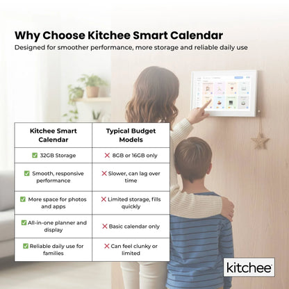 Kitchee 10" Smart Family Calendar Touchscreen Planner White