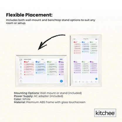Kitchee 10" Smart Family Calendar Touchscreen Planner White