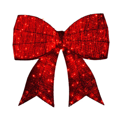 Christabelle Christmas Display Bow 91cm with LED and Twinkle Lights 5 Functions Christmas Festive Decorations Display Big Wired Bow