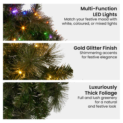 Christabelle 1.22m Split 2pc Christmas Wreath with LED Lights Pine Dual Front Doors Decoration Ornament