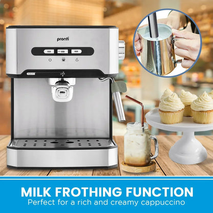 Pronti 1.6L Automatic Coffee Espresso Machine Steam Frother Cappuccino Maker