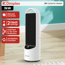 Dimplex 2kW DC Ceramic Heater Oscillating Brushless Motor 2 Heat Settings Overheat Protection