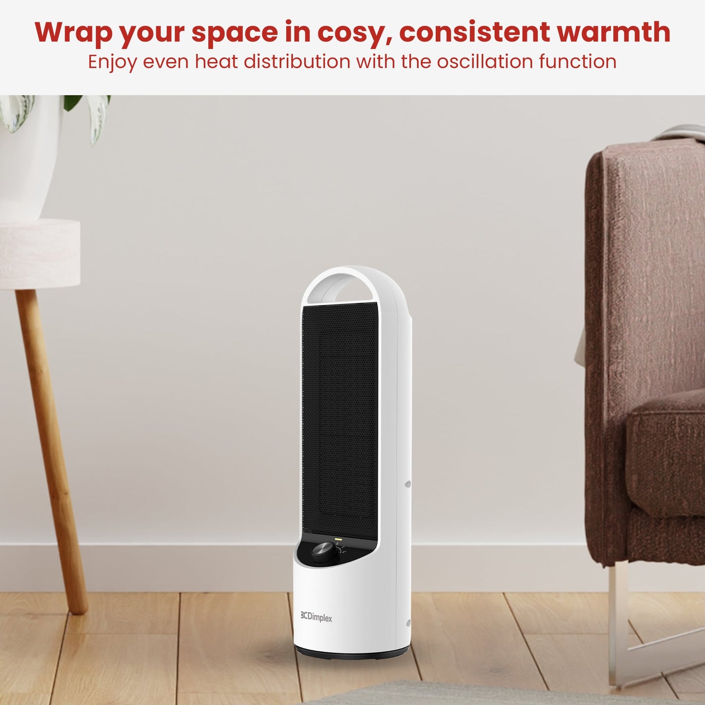 Dimplex 2kW DC Ceramic Heater Oscillating Brushless Motor 2 Heat Settings Overheat Protection