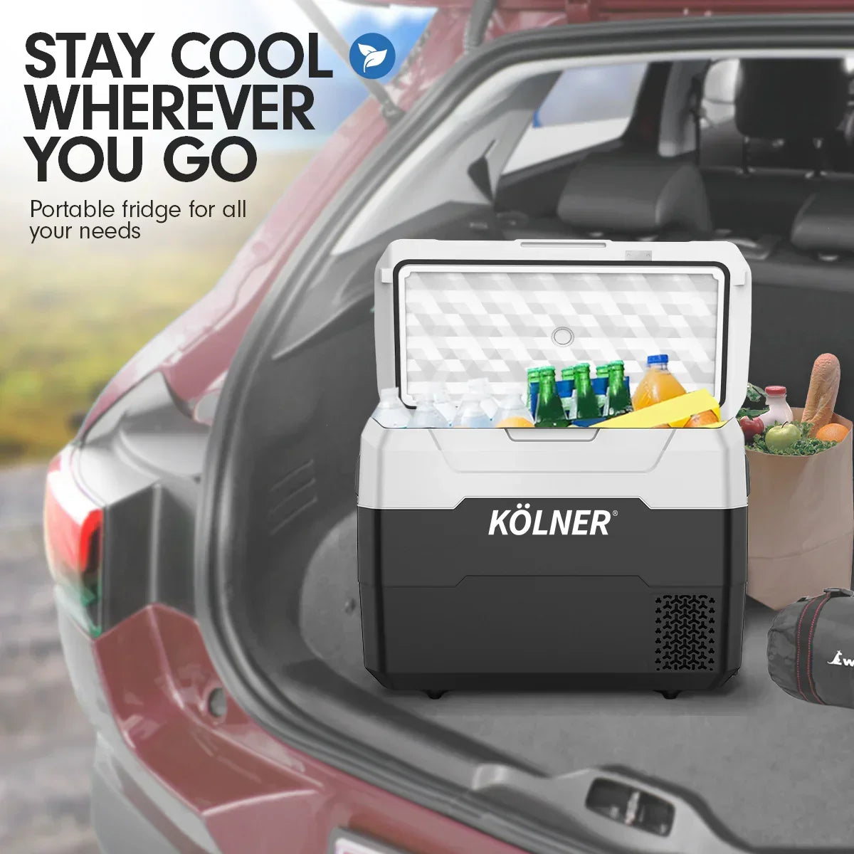 Kolner 40L Portable Fridge Freezer - 12V/24V/240V Camping Cooler Black