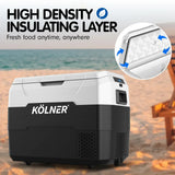 Kolner 40L Portable Fridge Freezer - 12V/24V/240V Camping Cooler Black