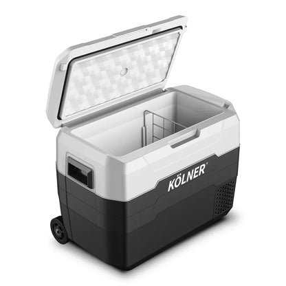 Kolner 40L Portable Fridge Freezer with Trolley - 12V/24V/240V Black