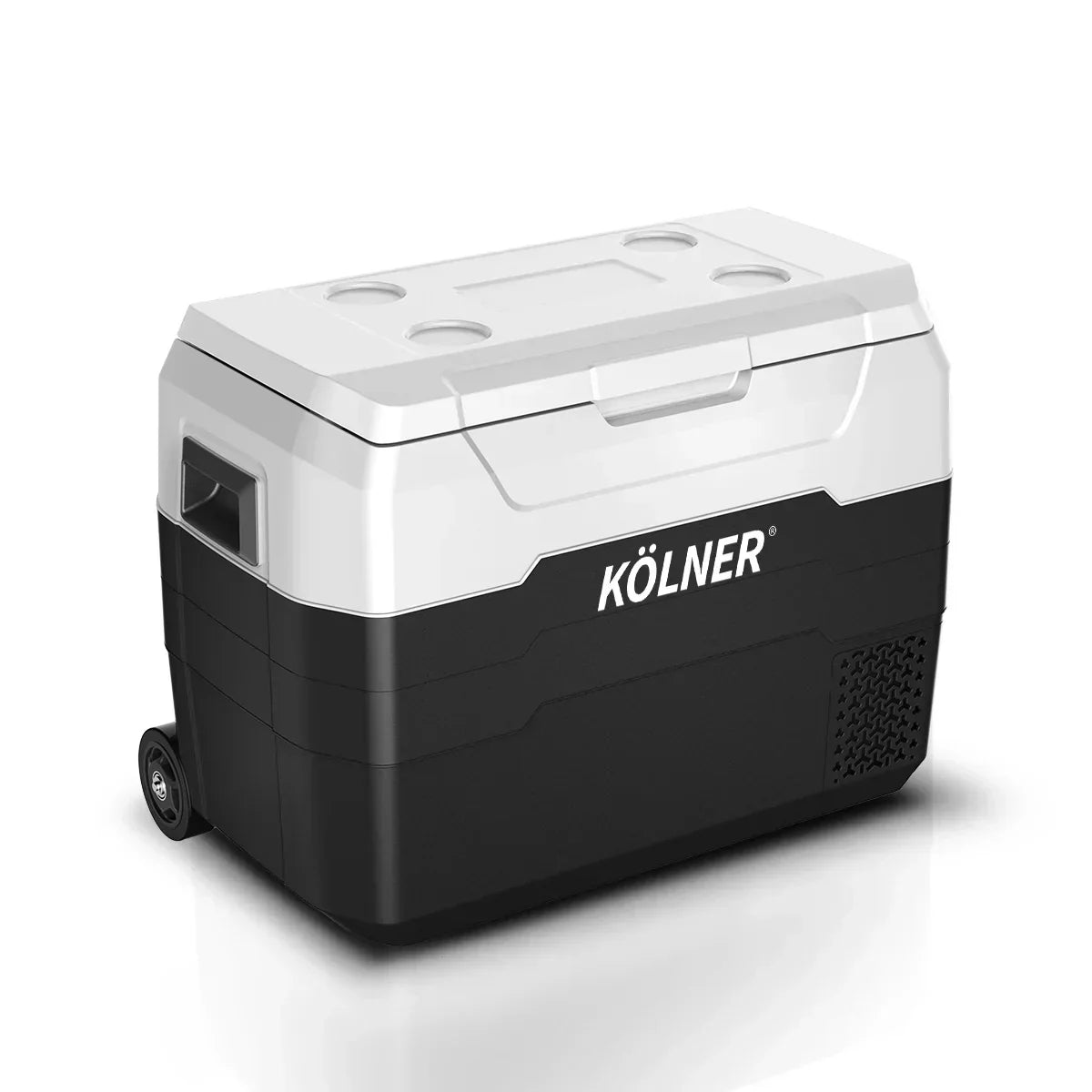 Kolner 40L Portable Fridge Freezer with Trolley - 12V/24V/240V Black