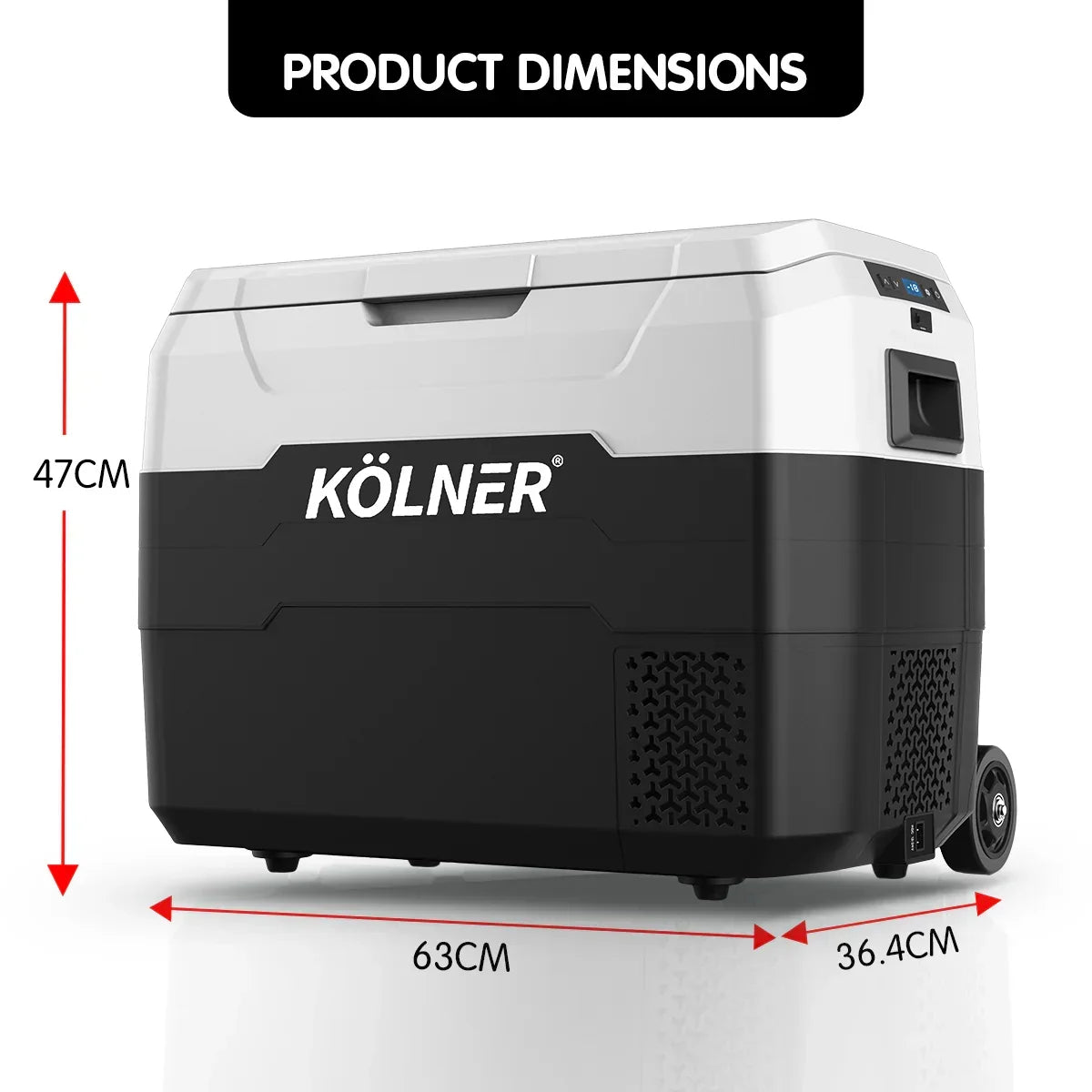 Kolner 40L Portable Fridge Freezer with Trolley - 12V/24V/240V Black