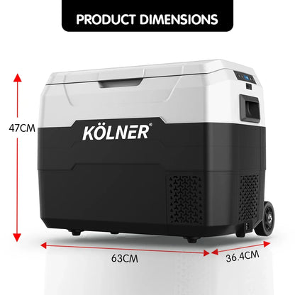 Kolner 40L Portable Fridge Freezer with Trolley - 12V/24V/240V Black