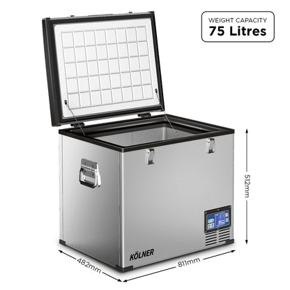 75L chest freezer with digital control, stainless steel, 811x482x512mm, KÖLNER brand