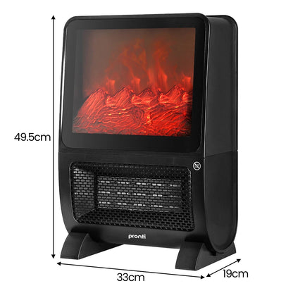 Pronti 2000W 3D Flame Effect PTC Heater UV Sterilisation Air Filter Remote 8Hr Timer SAA