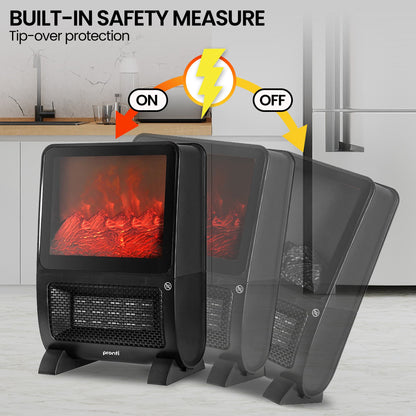 Pronti 2000W 3D Flame Effect PTC Heater UV Sterilisation Air Filter Remote 8Hr Timer SAA