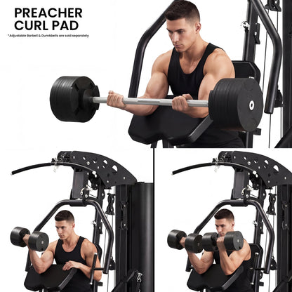 Preacher curl pad for bicep workouts with barbell or dumbbells, adjustable gym equipment