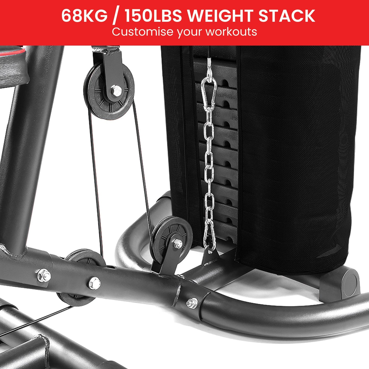 68kg/150lbs weight stack home gym machine with pulley system for customizable workouts