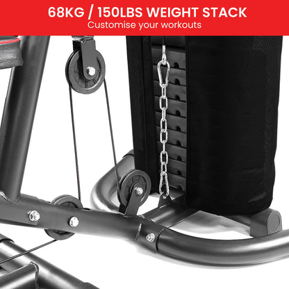 68kg/150lbs weight stack home gym machine with pulley system for customizable workouts