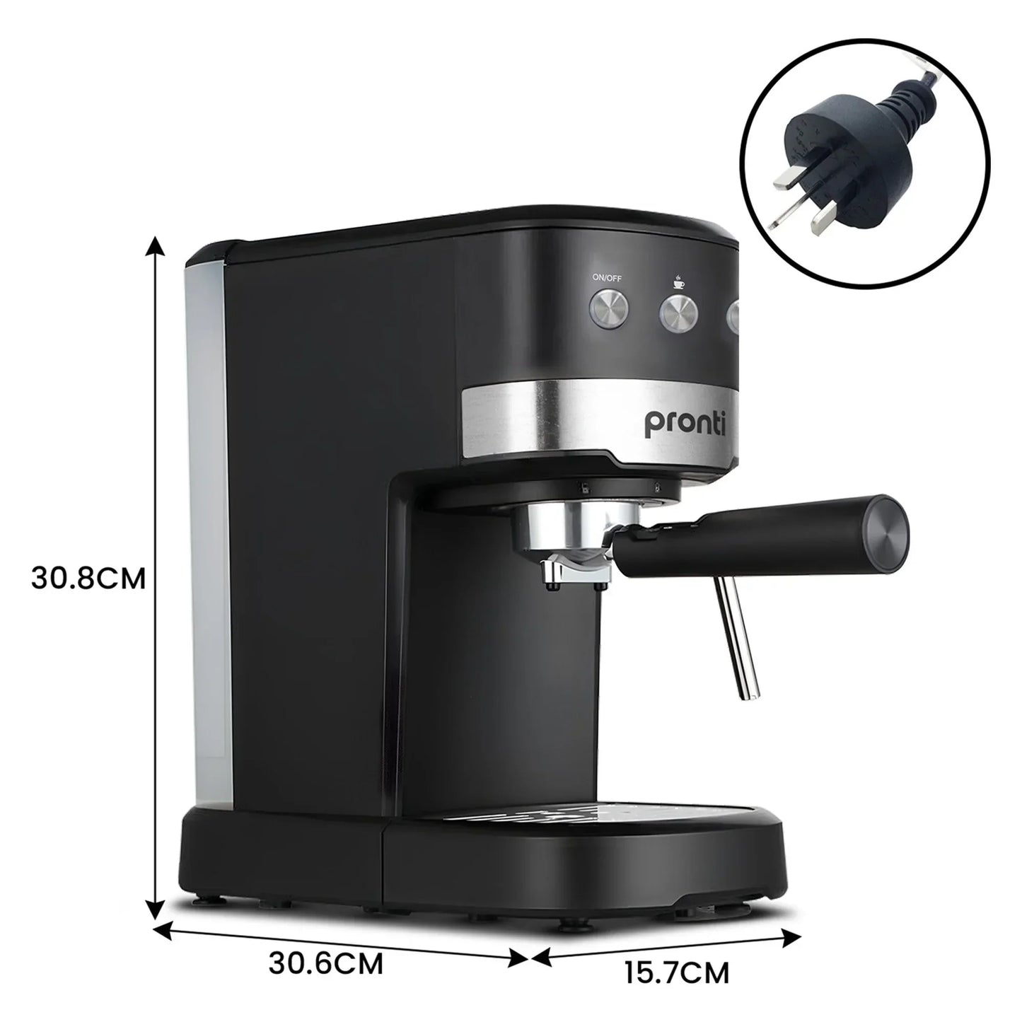 Pronti Breakfast Set - Rose Gold Kettle, Toaster & 1.2L Espresso Machine - Black