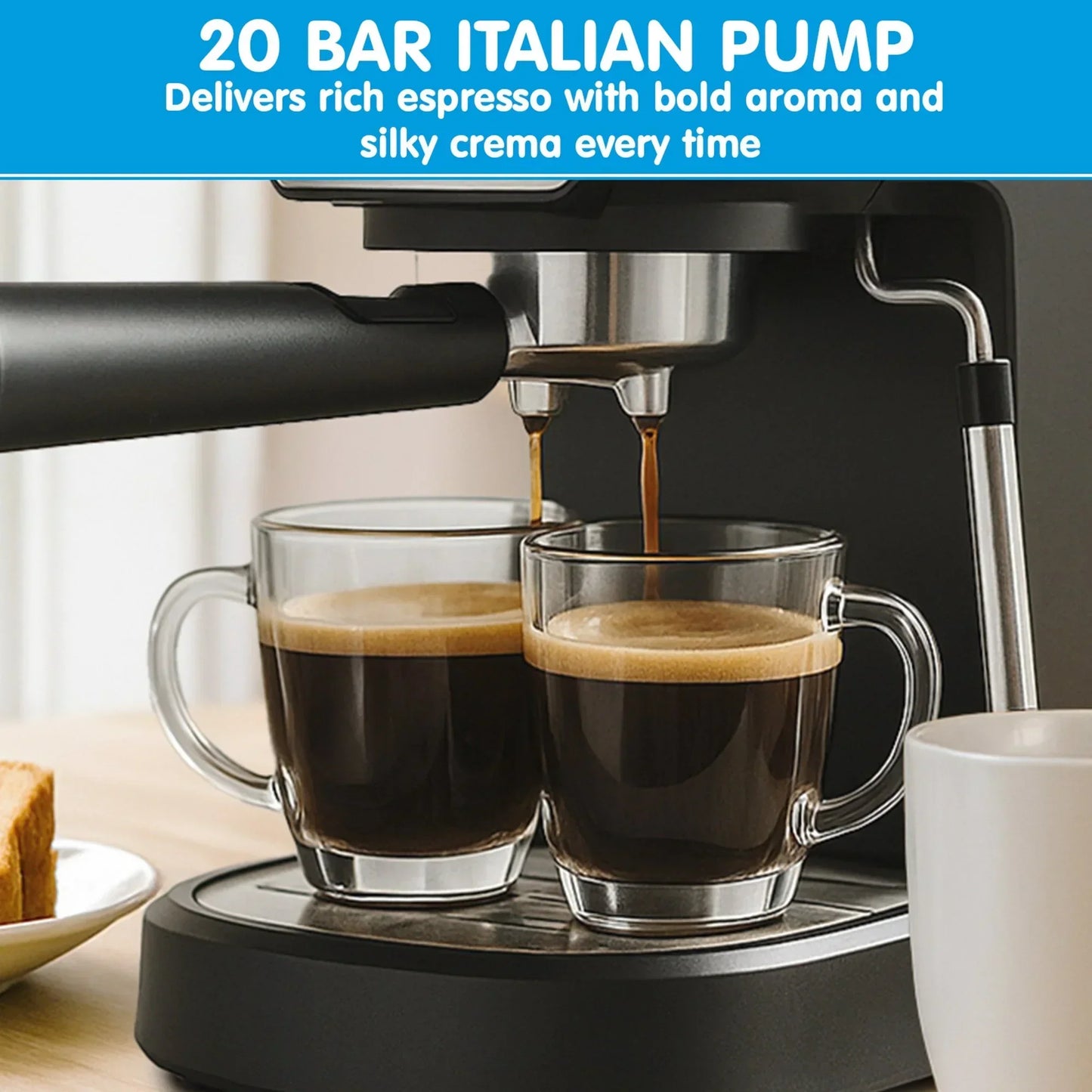 Pronti Breakfast Set - Rose Gold Kettle, Toaster & 1.2L Espresso Machine - Black