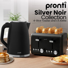 Pronti Silver Noir 4-Slice Toaster & Kettle Bundle 1.7L 2200W STRIX