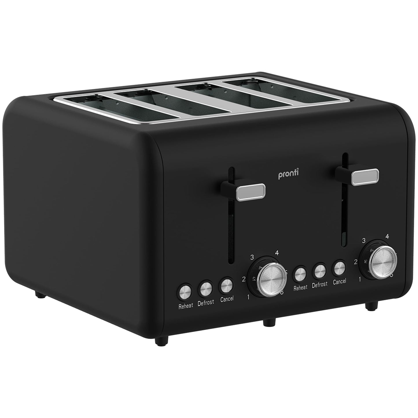 Pronti Silver Noir 4-Slice Toaster & Kettle Bundle 1.7L 2200W STRIX