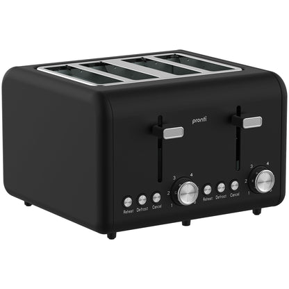 Pronti Silver Noir 4-Slice Toaster & Kettle Bundle 1.7L 2200W STRIX