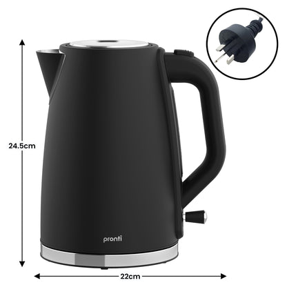 Pronti Silver Noir 4-Slice Toaster & Kettle Bundle 1.7L 2200W STRIX