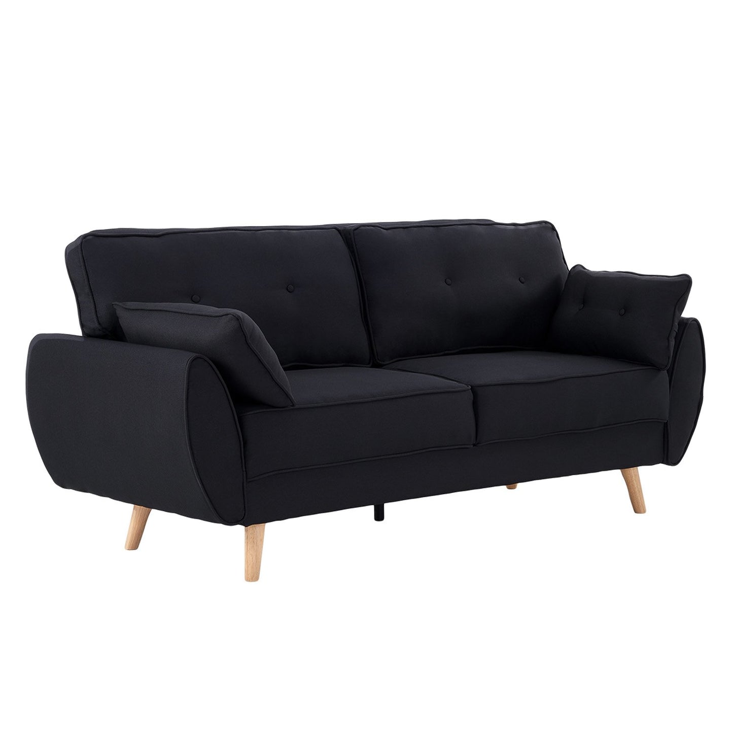 Sarantino 3-Seater Linen Sofa Bed | Black