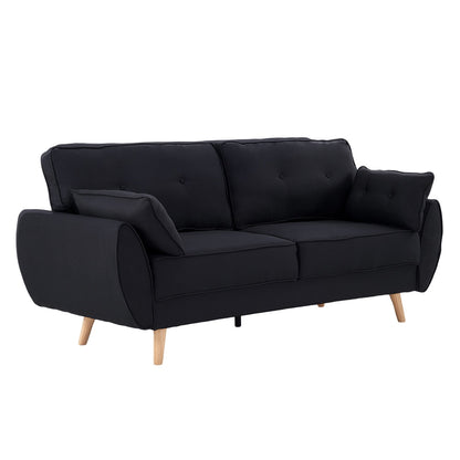Sarantino 3-Seater Linen Sofa Bed | Black